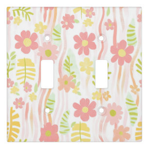 Pastel Retro Floral (3) Light Switch Cover