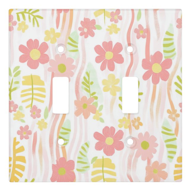 Pastel Retro Floral (3) Light Switch Cover (Front)