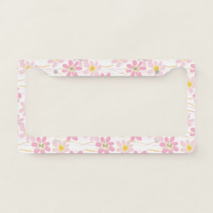 Pastel Retro Floral (4) License Plate Frame