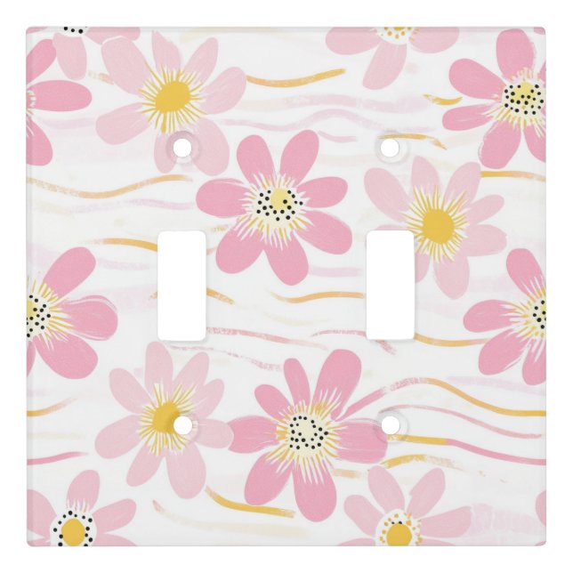 Pastel Retro Floral (4) Light Switch Cover (Front)