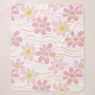Pastel Retro Floral (4) Sherpa Blanket