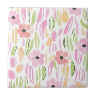Pastel Retro Floral (5) Ceramic Tile