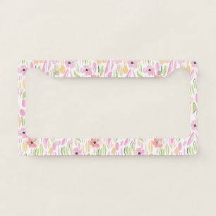 Pastel Retro Floral (5) License Plate Frame