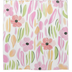 Pastel Retro Floral (5) Shower Curtain