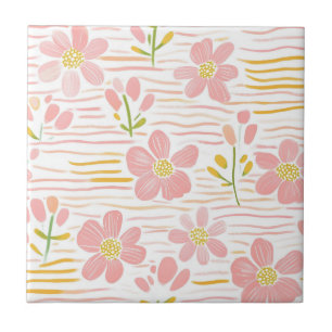Pastel Retro Floral (6) Ceramic Tile
