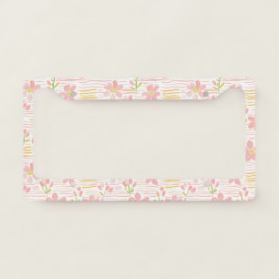 Pastel Retro Floral (6) License Plate Frame