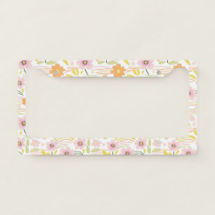 Pastel Retro Floral (7) License Plate Frame