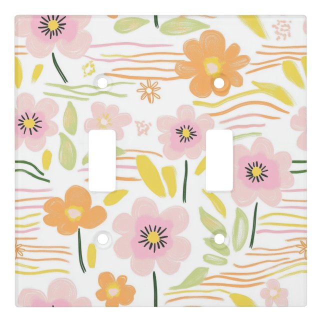Pastel Retro Floral (7) Light Switch Cover (Front)