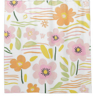 Pastel Retro Floral (7) Shower Curtain