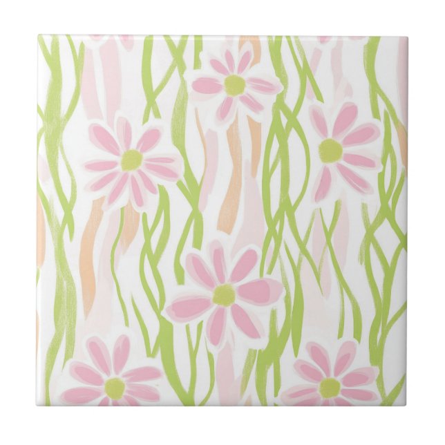 Pastel Retro Floral (8) Ceramic Tile (Front)