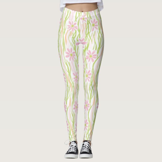 Pastel Retro Floral (8) Leggings (Front)