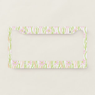 Pastel Retro Floral (8) License Plate Frame