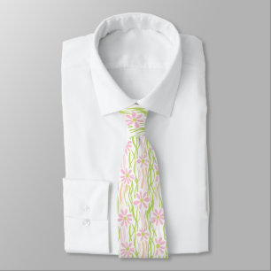 Pastel Retro Floral (8) Neck Tie