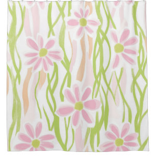 Pastel Retro Floral (8) Shower Curtain