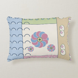 Pastel Retro Floral Patchwork Accent Pillow