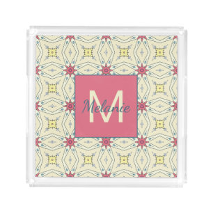Pastel Retro Geometric Elegant Personalised Acrylic Tray