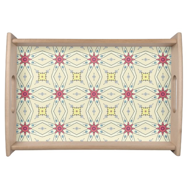 Pastel Retro Geometric Pattern Serving Tray (Front)
