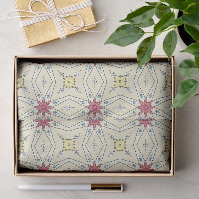 Pastel Retro Geometric Pattern Tissue Paper (Gift)