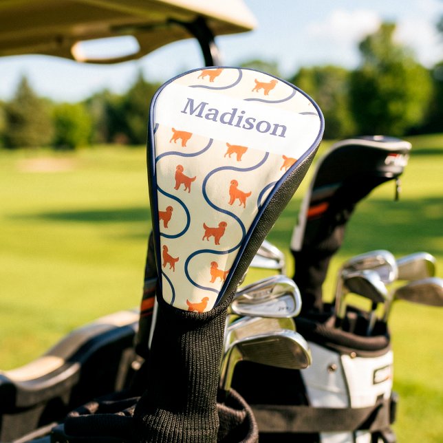 Pastel Retro Golden Retriever Waves Pattern  Golf Head Cover (Creator Uploaded)