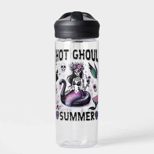 Pastel Retro Goth Mermaid Swan Summer Halloween Water Bottle (Front)