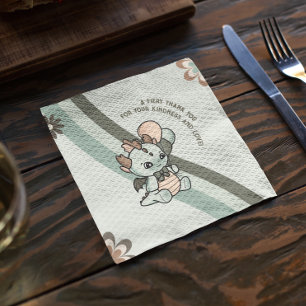Pastel Retro Green Orange Balloons Baby Dragon Napkins