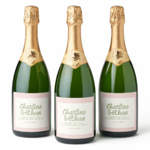 Pastel Retro Handwriting wedding Sparkling Wine La Label