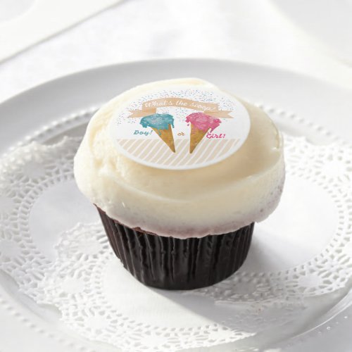 Pastel Retro Ice Cream Gender Reveal Party   Edible Frosting Rounds