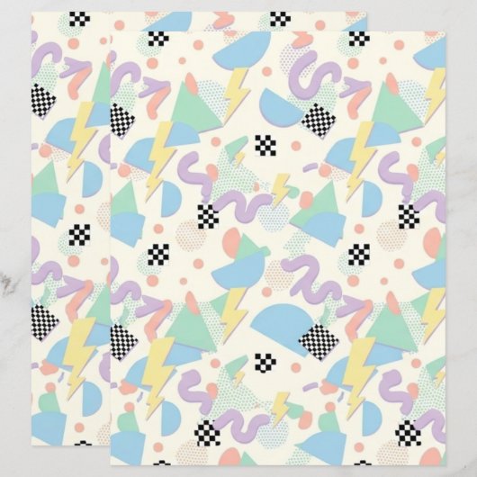 Pastel Retro Memphis Pattern Swirls (Front/Back)