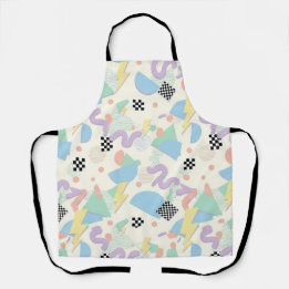 Pastel Retro Memphis Pattern Swirls Apron
