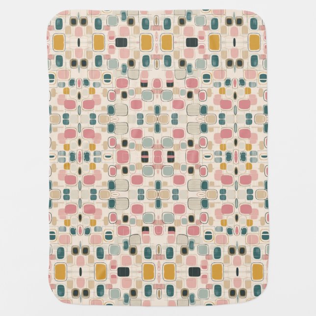 Pastel Retro Pattern | Abstract Pebble & Pod Baby Blanket (Front)
