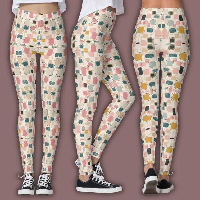 Pastel Retro Pattern | Abstract Pebble & Pod Leggings (Creator Uploaded)