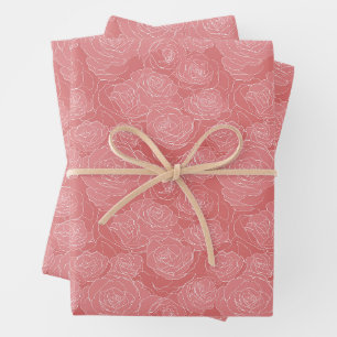 Pastel Retro Pattern   Elegant Dusty Rose Wrapping Paper Sheets