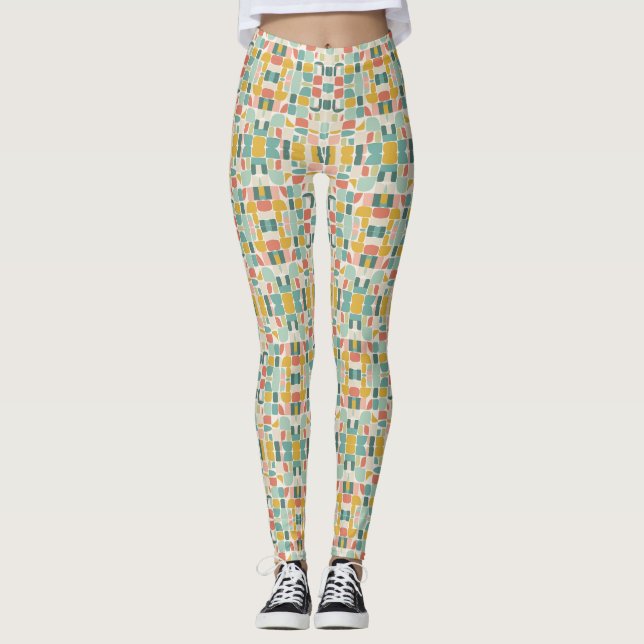 Pastel Retro Pattern | Geometric Pods Leggings (Front)
