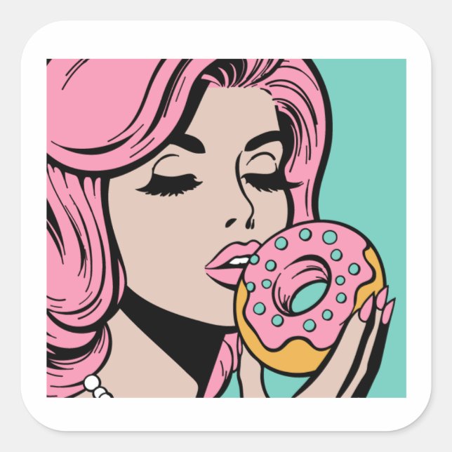 Pastel Retro Pop Art Donut Stickers (Front)