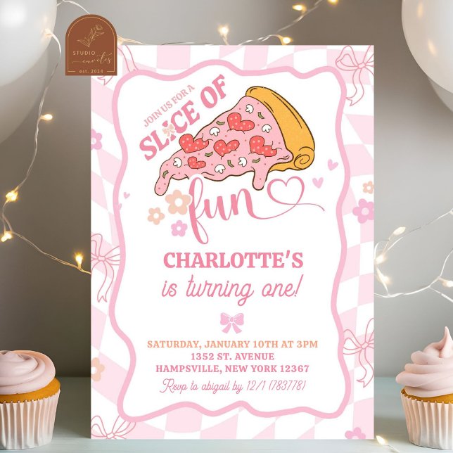 Pastel Retro Slice of Fun Pizza Party Invitation (Creator Uploaded)