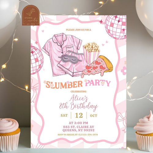 Pastel Retro Slumber Party Girl Birthday