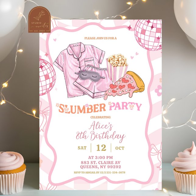 Pastel Retro Slumber Party Girl Birthday Invitation (Creator Uploaded)