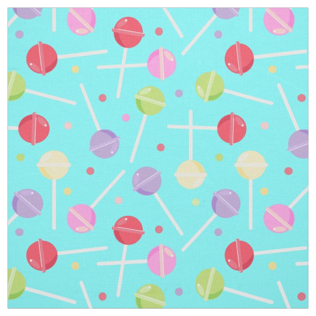 Pastel Retro Sweet Shop Candy Lollipops Pattern Fabric (Swatch)
