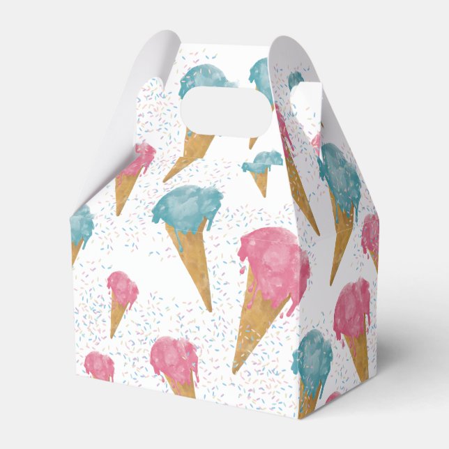 Pastel Retro Watercolor Ice Cream & Sprinkles   Favor Boxes (Front Side)