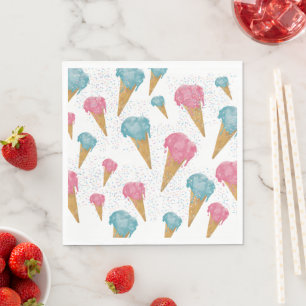 Pastel Retro Watercolor Ice Cream & Sprinkles Napkins