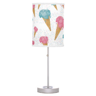 Pastel Retro Watercolor Ice Cream & Sprinkles Table Lamp