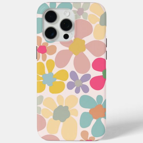 Pastel Retro Wavy Flowers iPhone 15 Pro Max Case