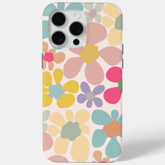 Pastel Retro Wavy Flowers Case-Mate iPhone Case (Back)