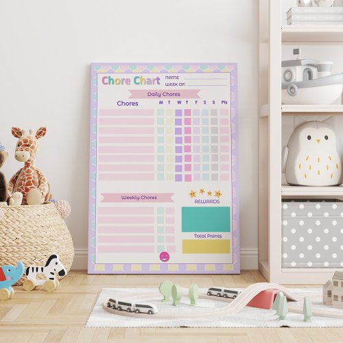 Pastel Reward Chore Chart  Dry Erase Board