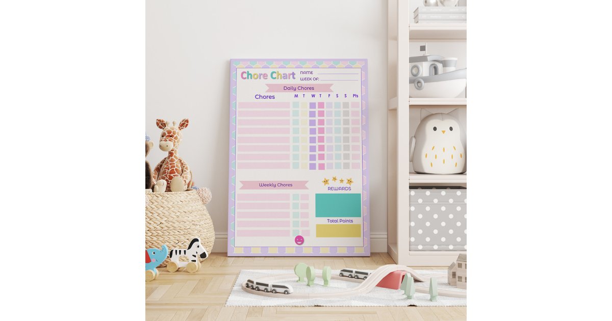 Pastel Reward Chore Chart Dry Erase Board | Zazzle