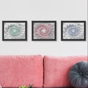 Pastel RGB Fractal Trio Wall Art Sets