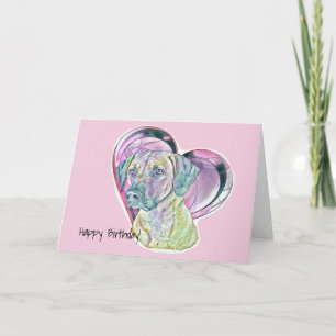 Pastel Rhodesian Ridgeback Stained Glass Heart Card