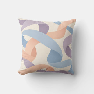 Pastel Ribbon Loops in Peach Lilac and Blue Throw Pillow