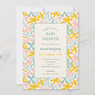 Pastel Ribbons and Bows Baby Shower Invitation