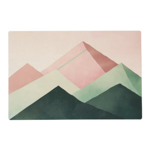 Pastel Ridge – Geometric Mountain Landscape #1 Placemat